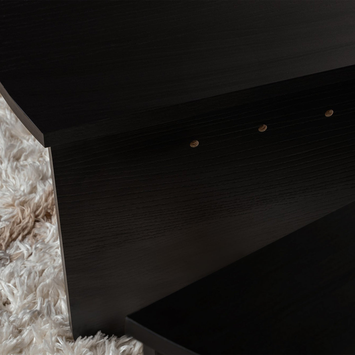 ELYNA Table basse ronde couleur bois noir D90 cm - Table basse - Mobilier Deco
