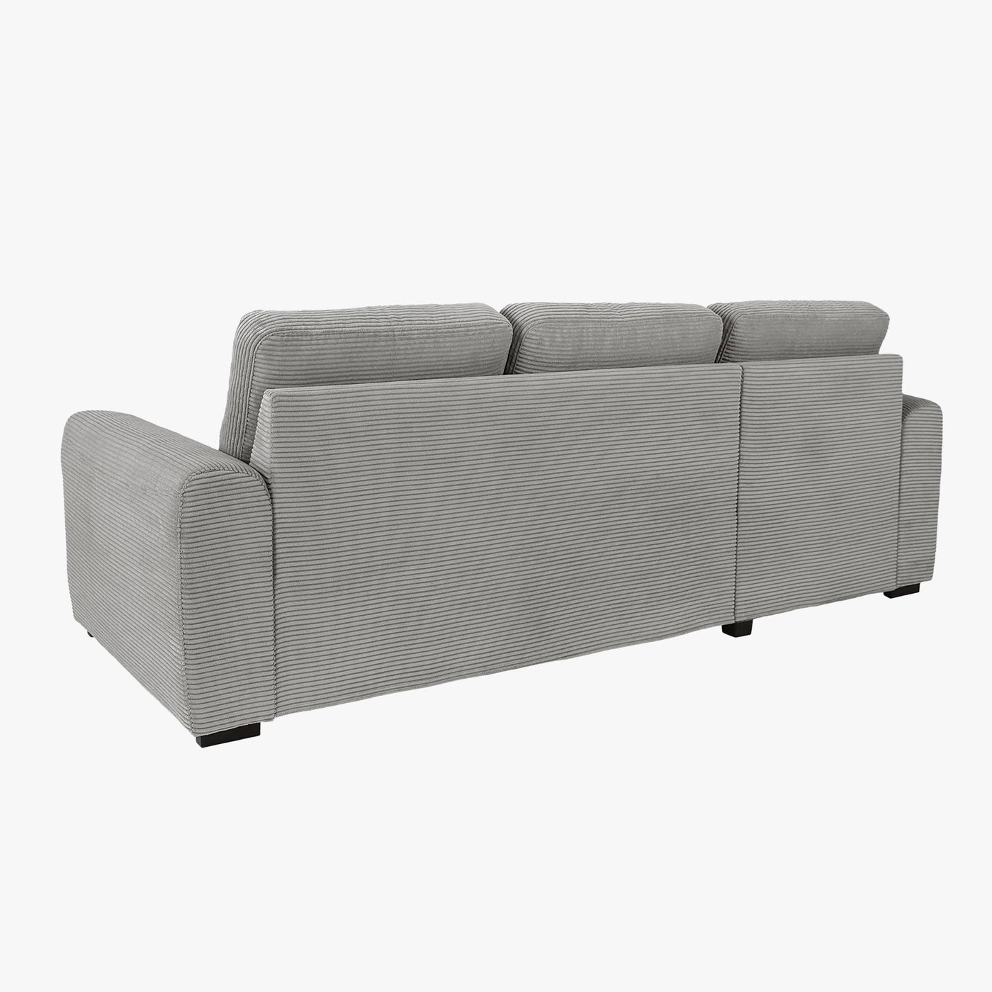 EMELINE Canapé d'angle réversible convertible avec coffre en velours côtelé gris clair - Canapé d'angle convertible - Mobilier Deco