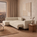 EMILIA Canapé d'angle convertible avec coffre en velours côtelé beige - Angle gauche