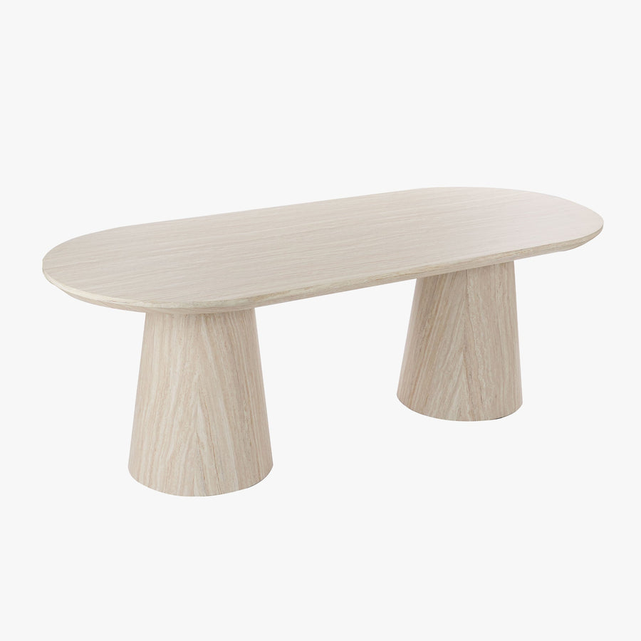 ENAYA Table à manger ovale couleur bois clair 220 cm — aperçu vidéo
