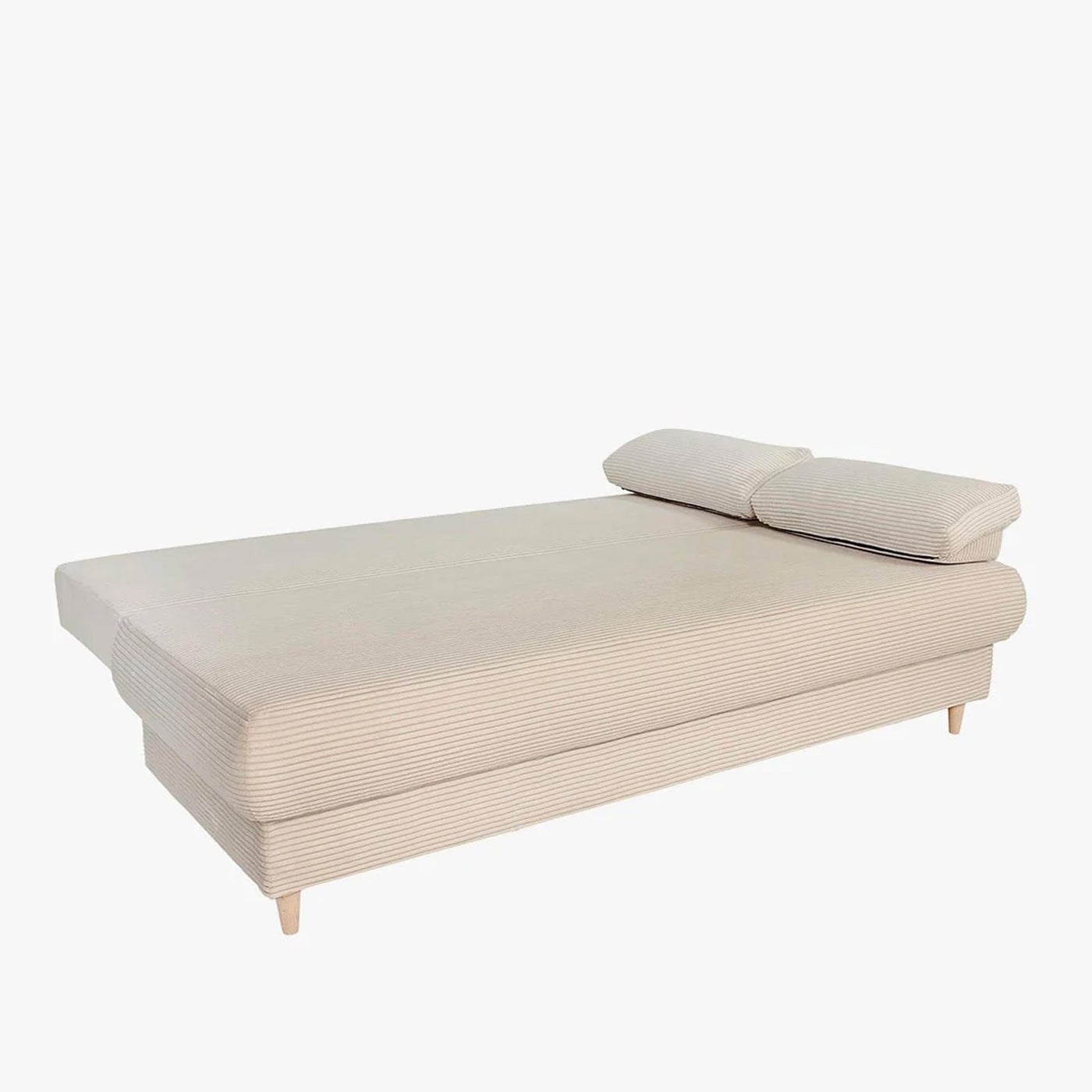 ERIYA Canapé 3 places convertible en velours côtelé beige - Canapés convertibles - Mobilier Deco