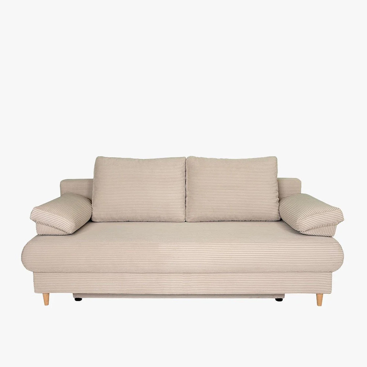 ERIYA Canapé 3 places convertible en velours côtelé beige - Canapés convertibles - Mobilier Deco