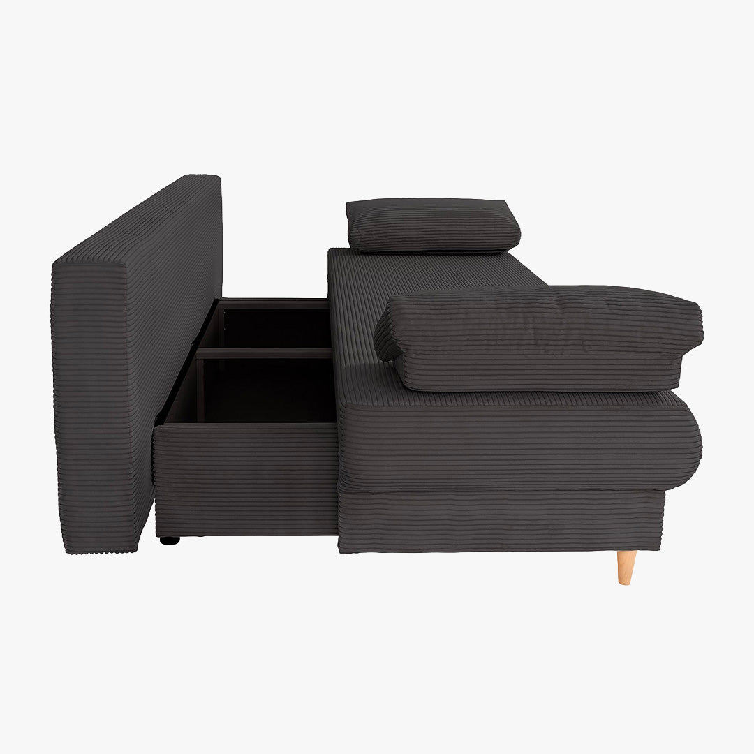 ERIYA Canapé 3 places convertible en velours côtelé gris anthracite - Canapés convertibles - Mobilier Deco