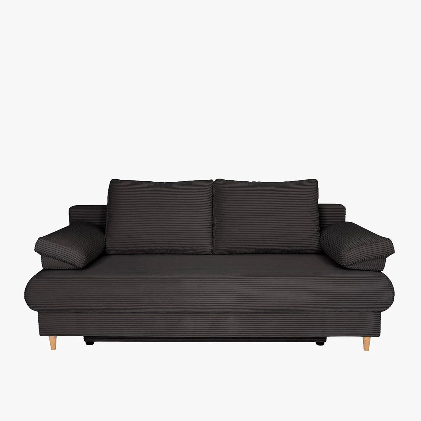 ERIYA Canapé 3 places convertible en velours côtelé gris anthracite - Canapés convertibles - Mobilier Deco