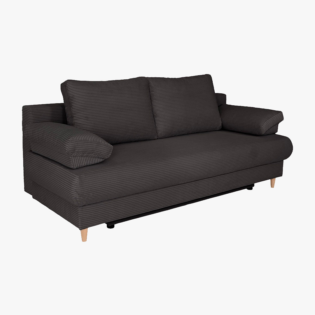ERIYA Canapé 3 places convertible en velours côtelé gris anthracite - Canapés convertibles - Mobilier Deco