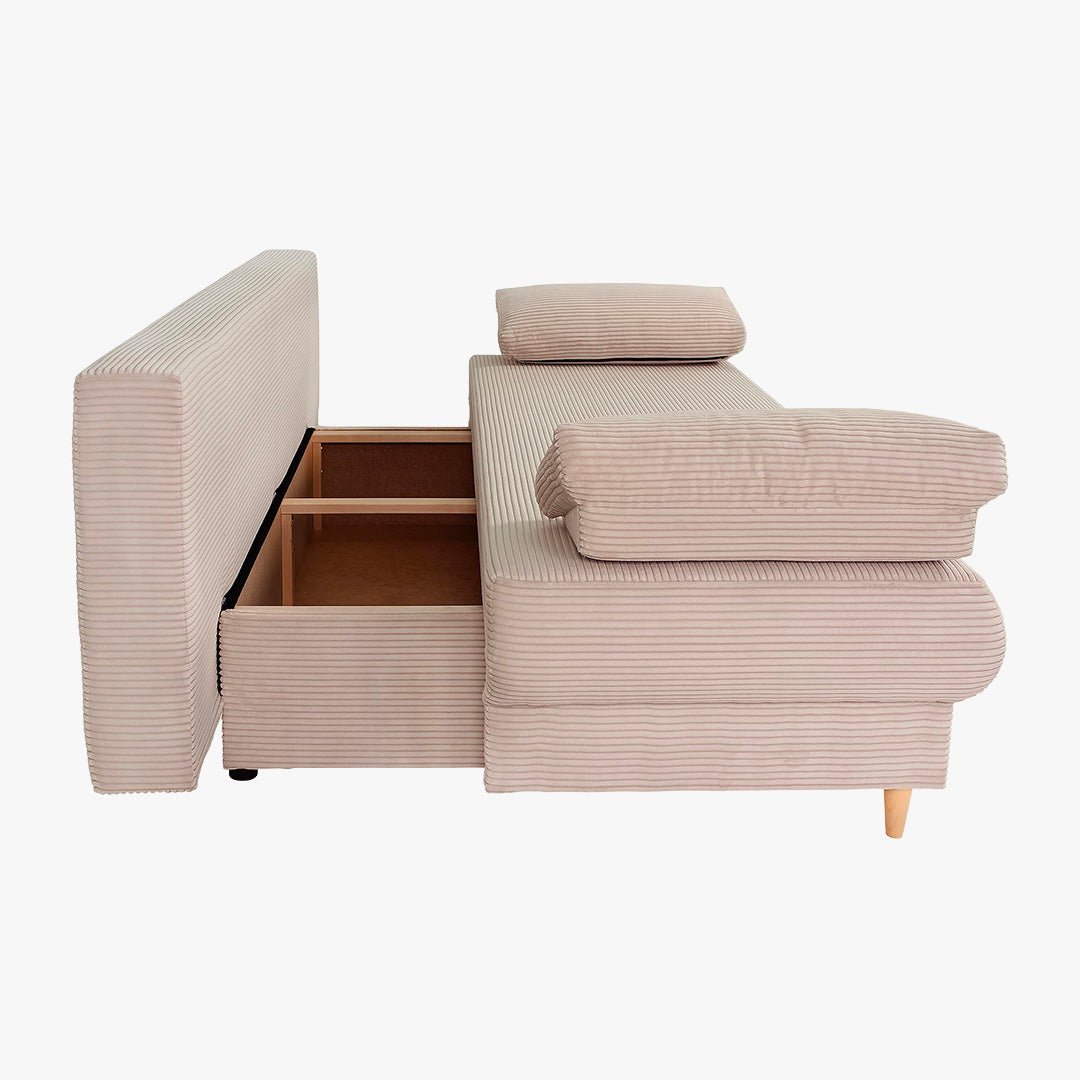 ERIYA Canapé 3 places convertible en velours côtelé taupe - Canapés convertibles - Mobilier Deco