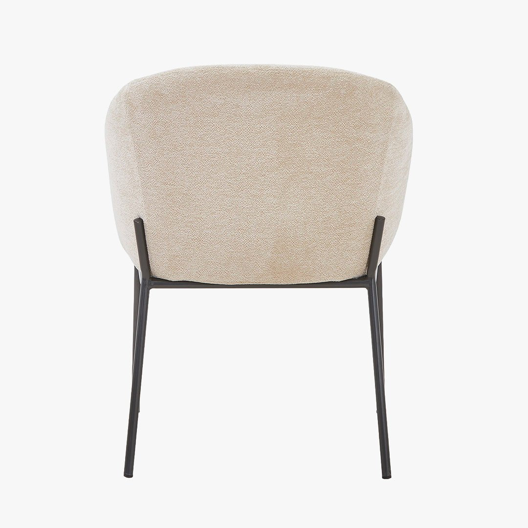 ESMA Chaise en tissu beige pieds en métal noir - Chaise de repas - Mobilier Deco