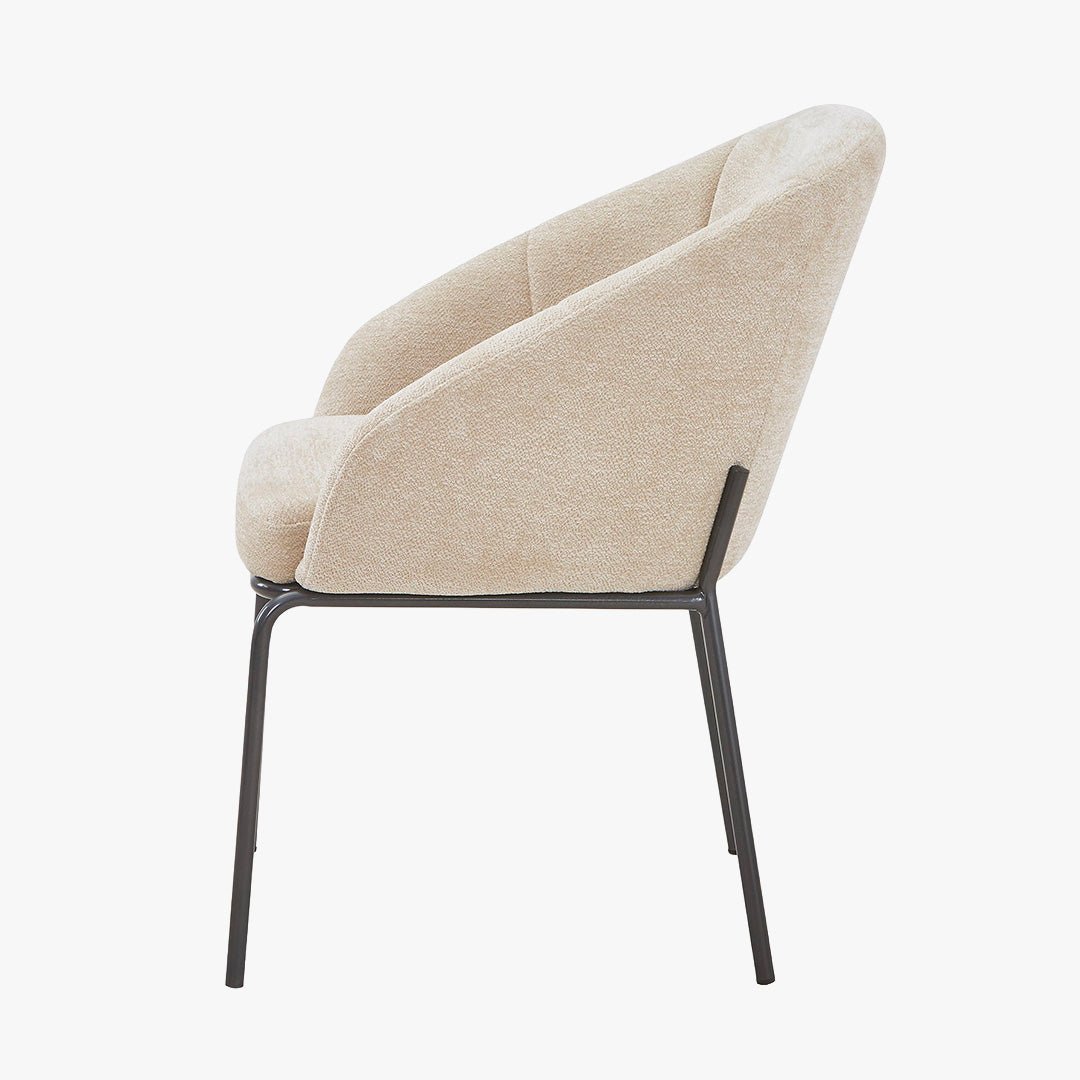ESMA Chaise en tissu beige pieds en métal noir - Chaise de repas - Mobilier Deco