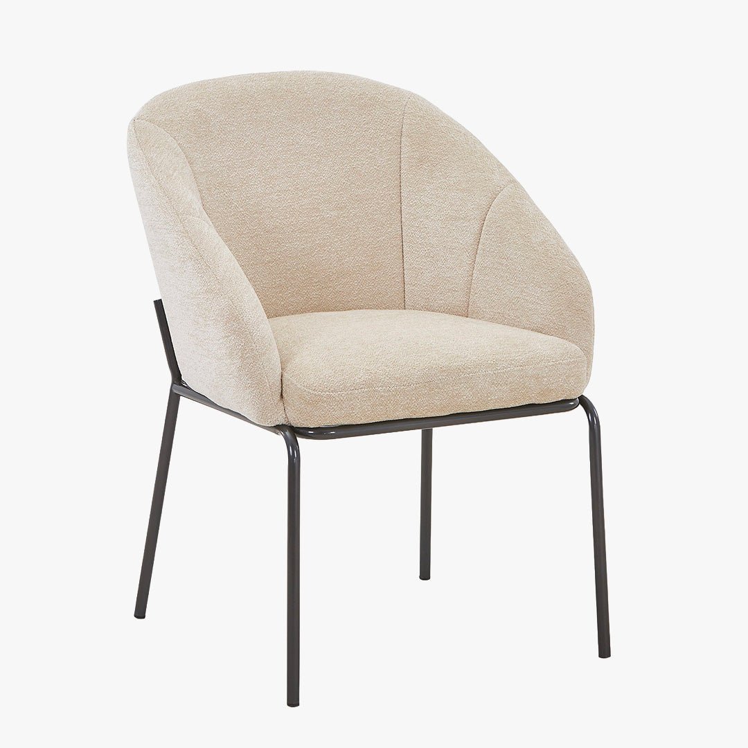 ESMA Chaise en tissu beige pieds en métal noir - Chaise de repas - Mobilier Deco