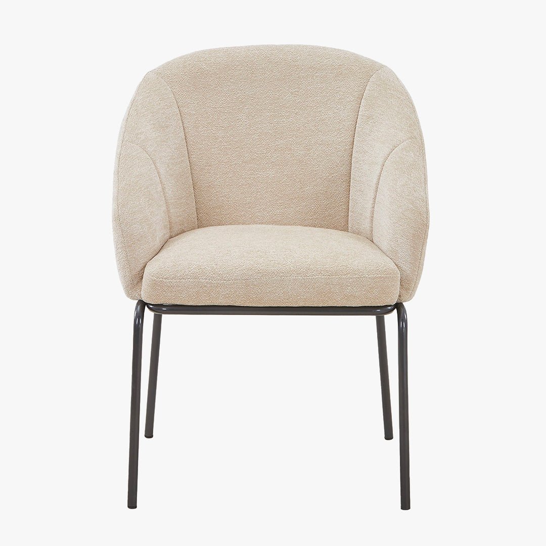 ESMA Chaise en tissu beige pieds en métal noir - Chaise de repas - Mobilier Deco