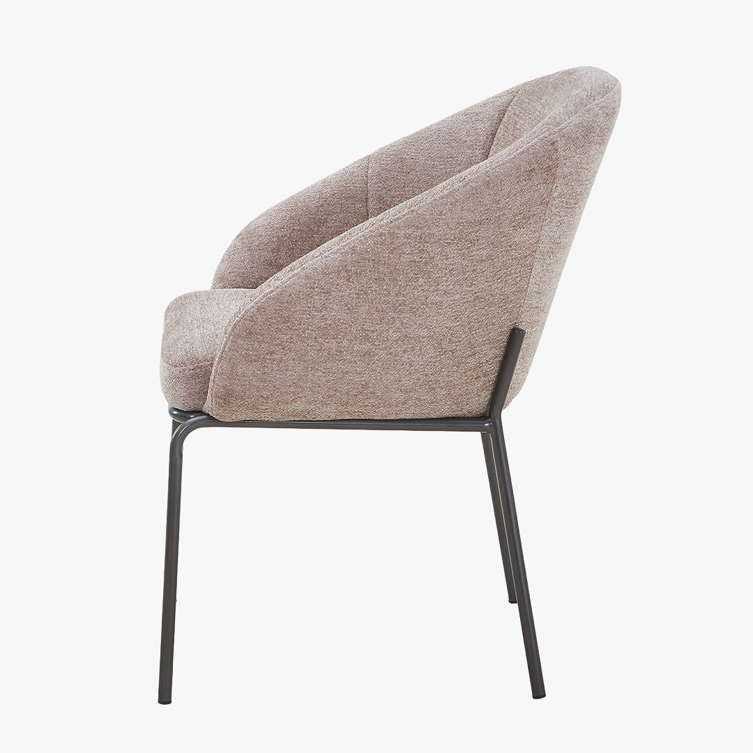 ESMA Chaise en tissu taupe pieds en métal noir - Chaise de repas - Mobilier Deco