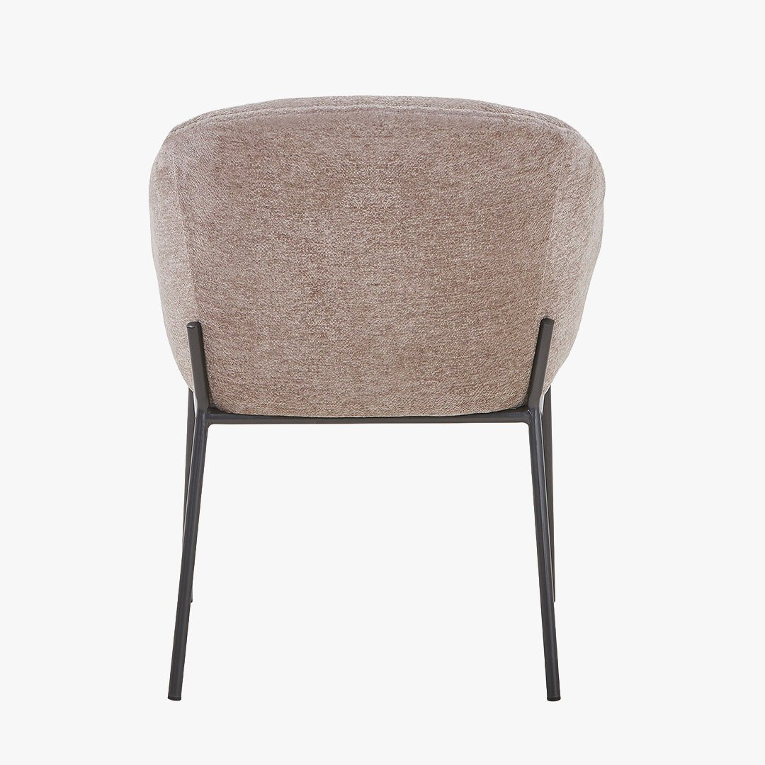 ESMA Chaise en tissu taupe pieds en métal noir - Chaise de repas - Mobilier Deco