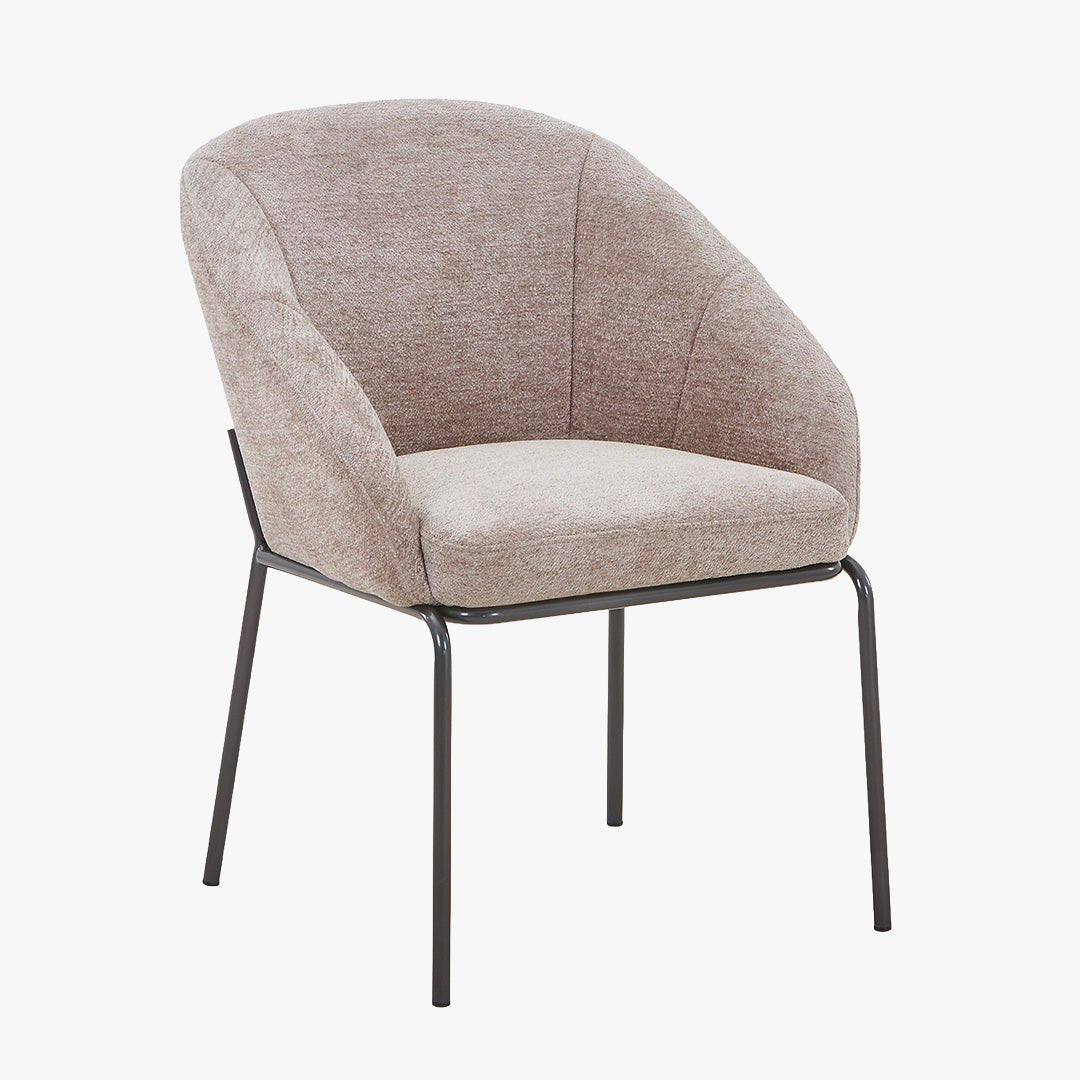 ESMA Chaise en tissu taupe pieds en métal noir - Chaise de repas - Mobilier Deco
