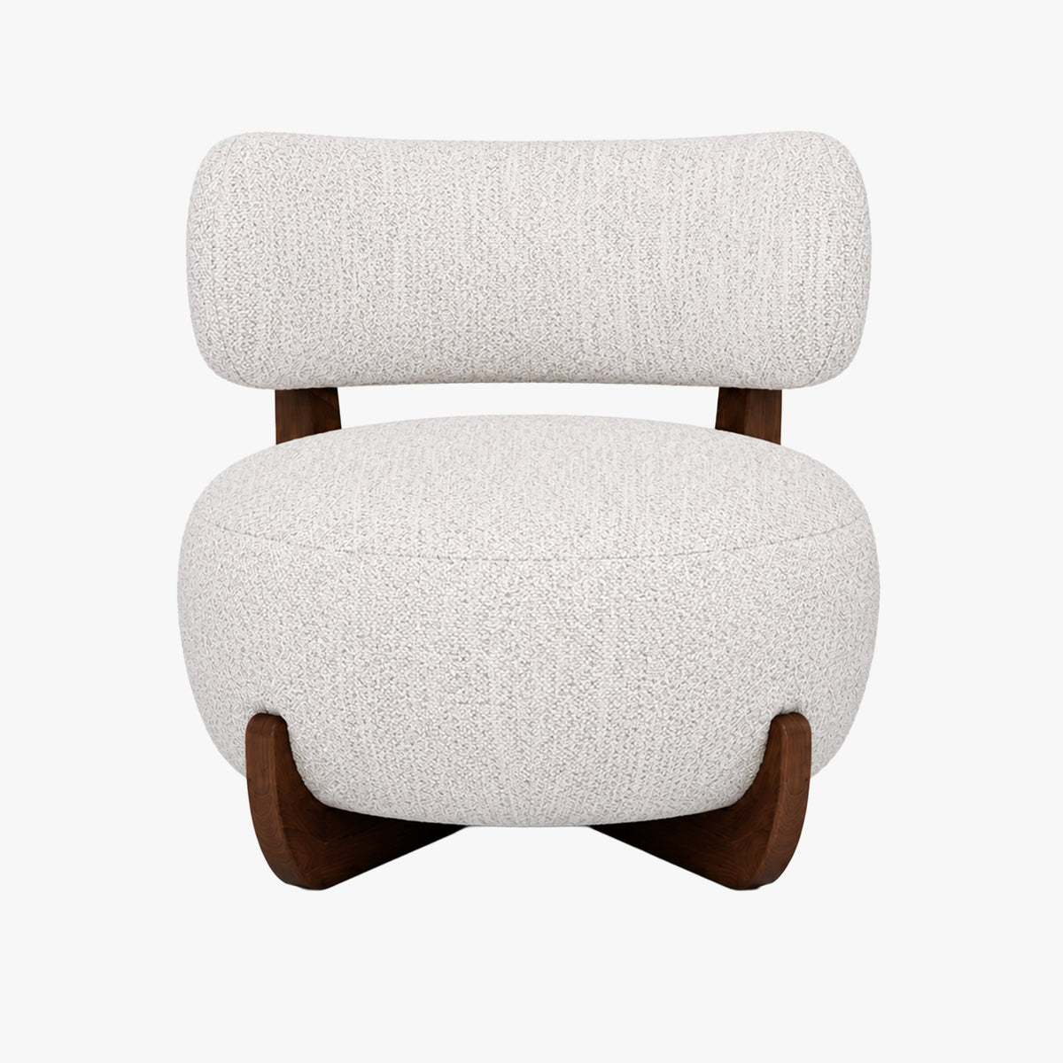 ESTER Fauteuil en tissu blanc écru pieds en bois foncé - Fauteuils - Mobilier Deco