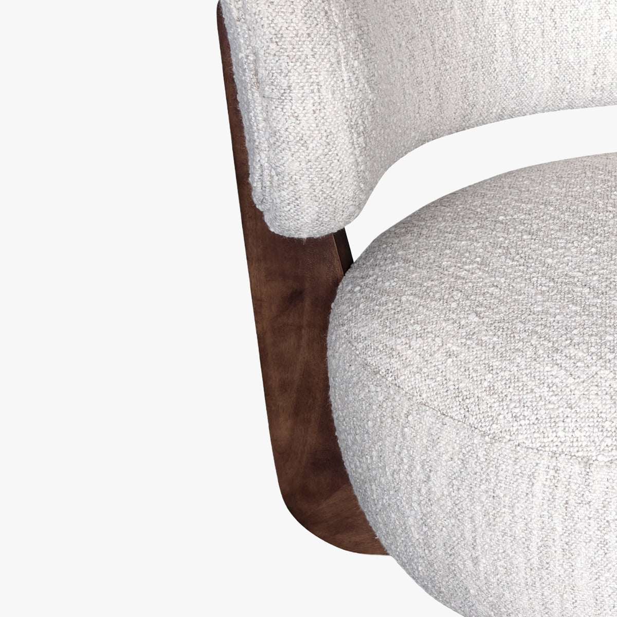 ESTER Fauteuil en tissu blanc écru pieds en bois foncé - Fauteuils - Mobilier Deco