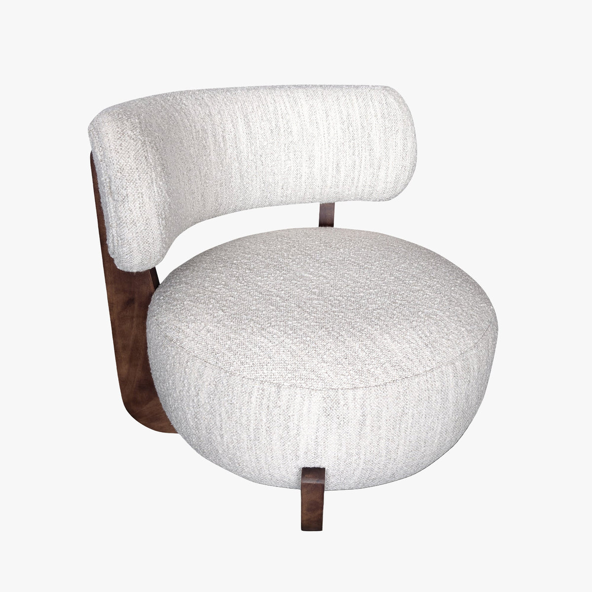 ESTER Fauteuil en tissu blanc écru pieds en bois foncé - Fauteuils - Mobilier Deco