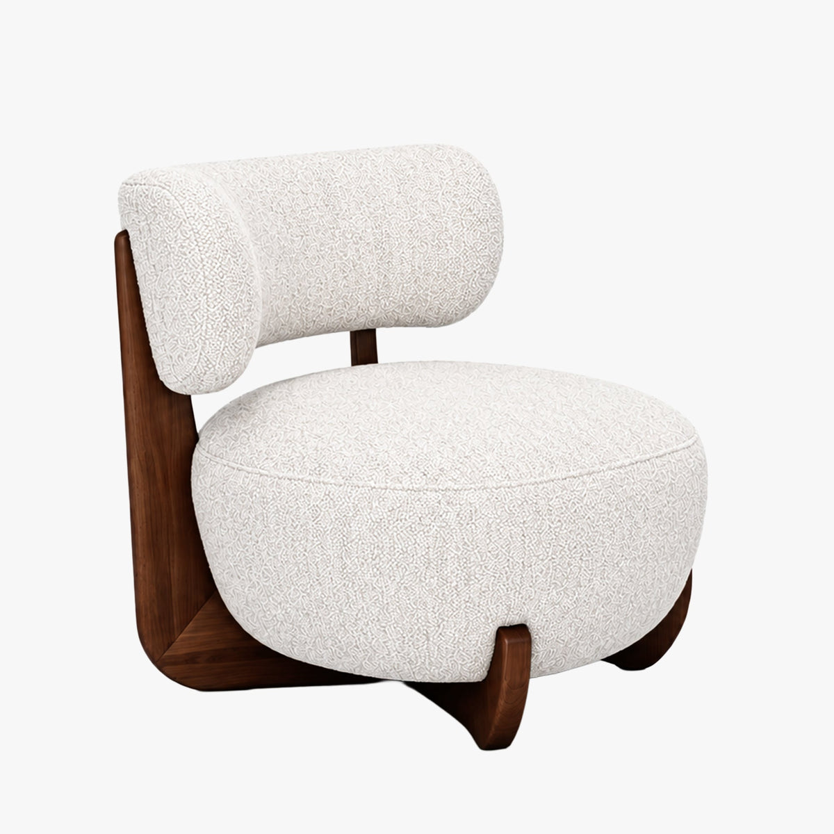 ESTER Fauteuil en tissu blanc écru pieds en bois foncé - Fauteuils - Mobilier Deco