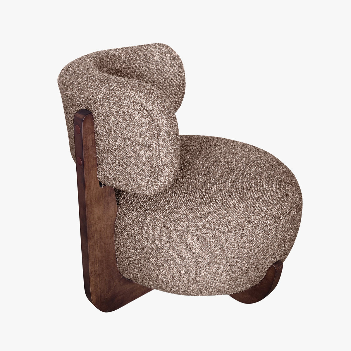 ESTER Fauteuil en tissu texturé taupe pieds en bois foncé - Fauteuils - Mobilier Deco