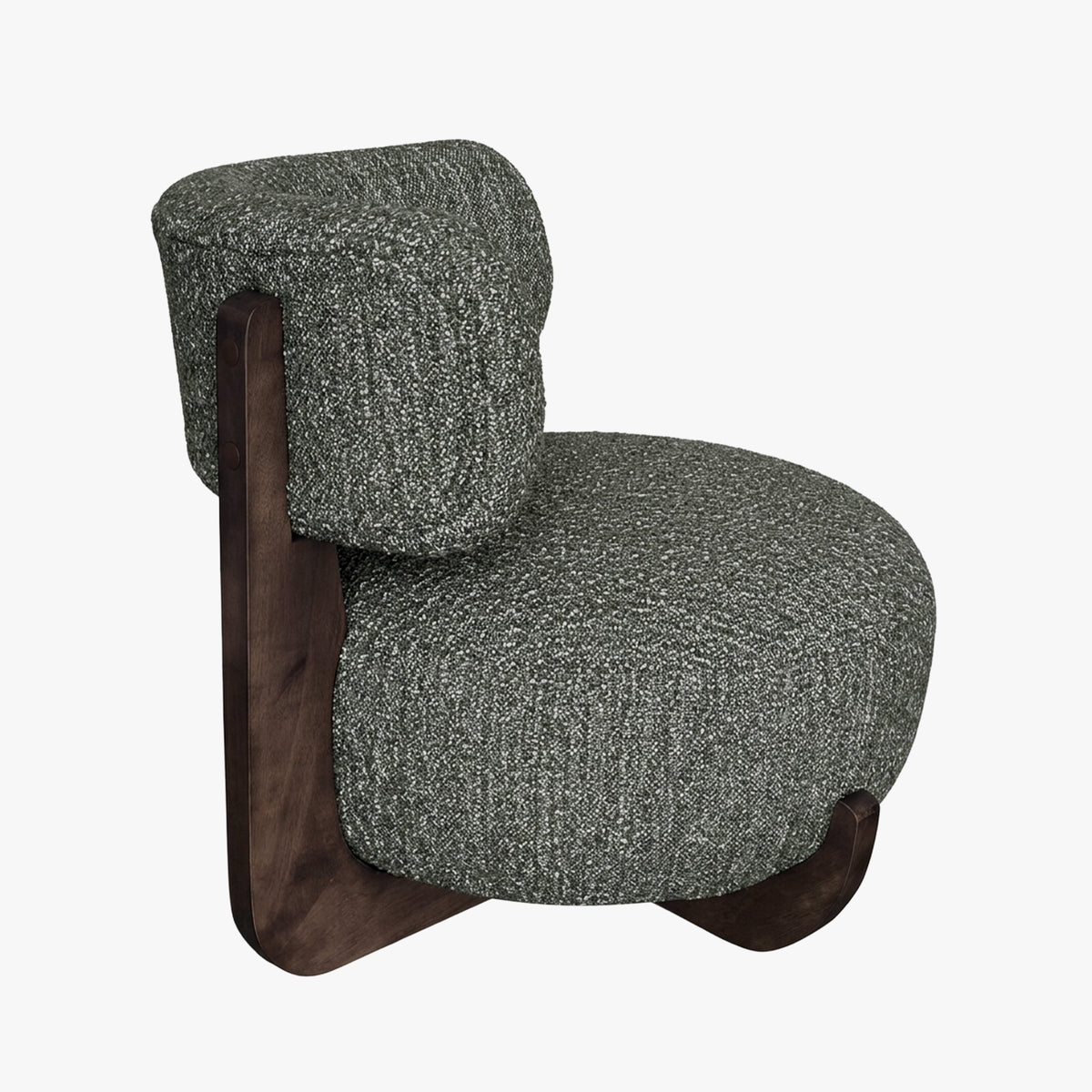 ESTER Fauteuil en tissu texturé vert pieds en bois foncé - Fauteuils - Mobilier Deco