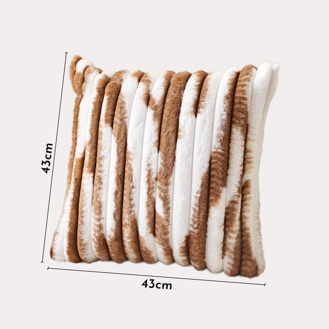 EVELYA Coussin carré en tissu côtelé camel et blanc 43x43 cm - Coussins - Mobilier Deco