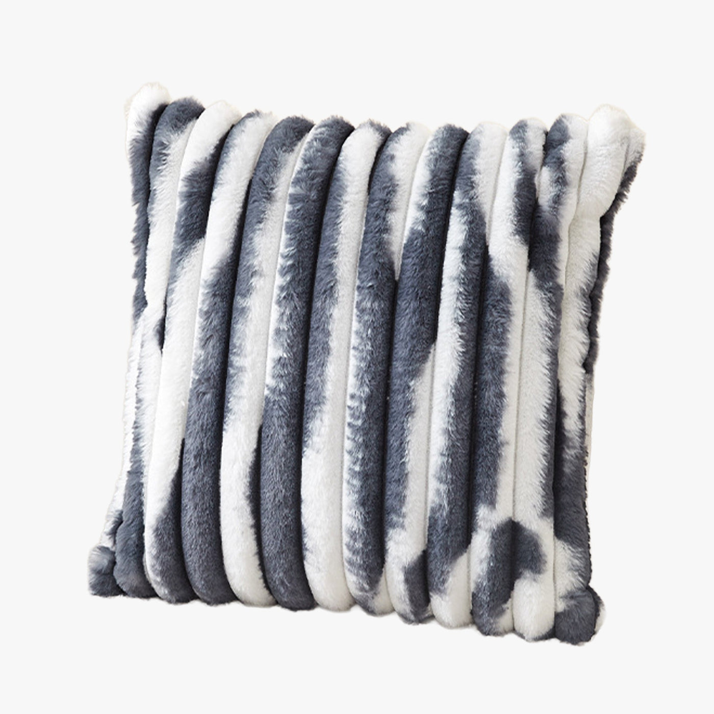 EVELYA Coussin carré en tissu côtelé gris et blanc 43x43 cm - Coussins - Mobilier Deco