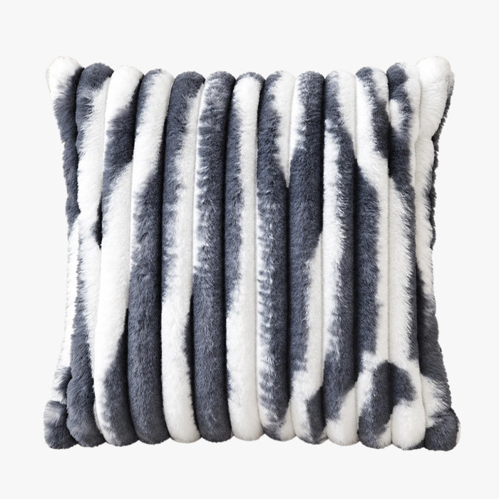 EVELYA Coussin carré en tissu côtelé gris et blanc 43x43 cm – Coussins – vue 2