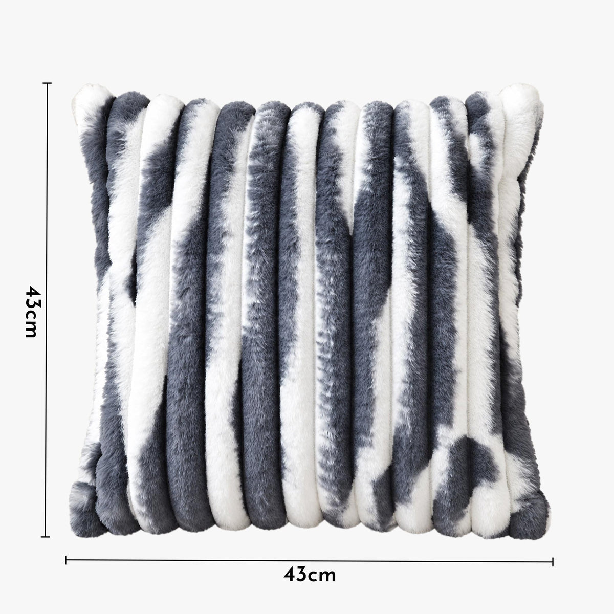 EVELYA Coussin carré en tissu côtelé gris et blanc 43x43 cm - Coussins - Mobilier Deco