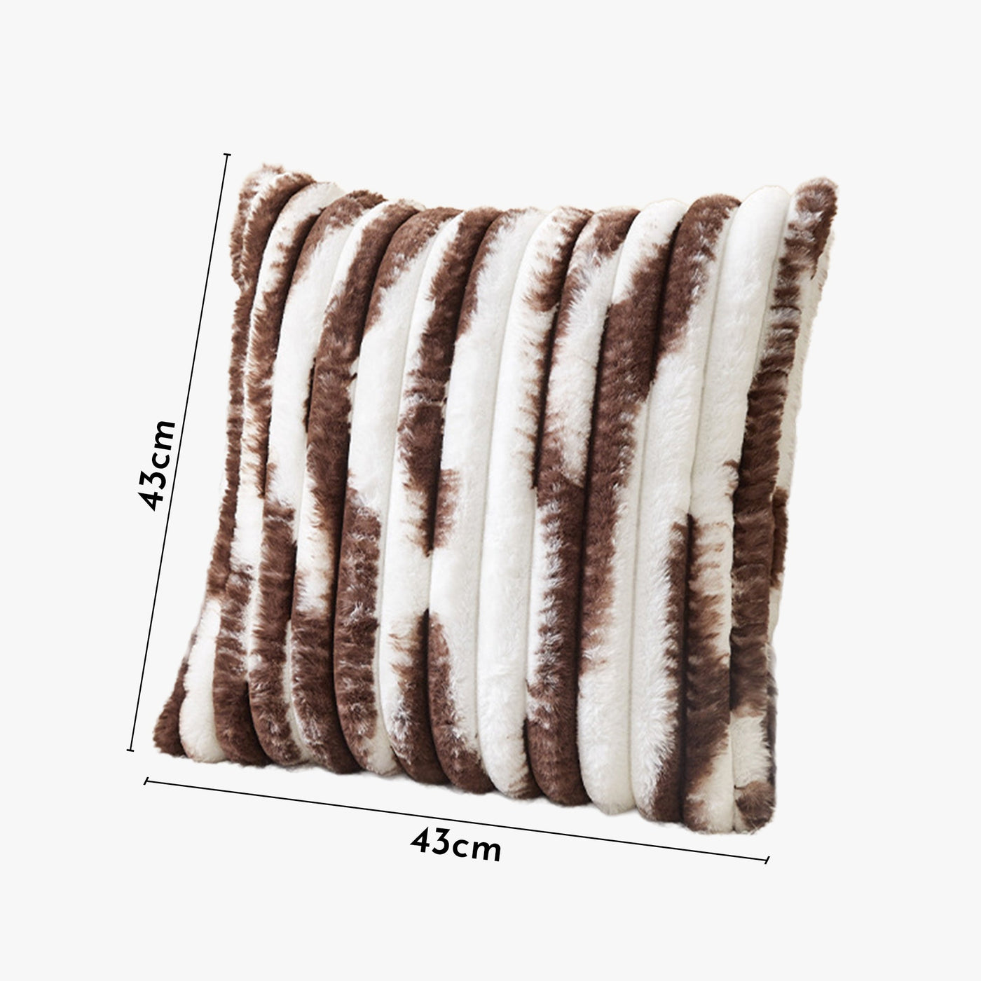 EVELYA Coussin carré en tissu côtelé marron et blanc 43x43 cm - Coussins - Mobilier Deco
