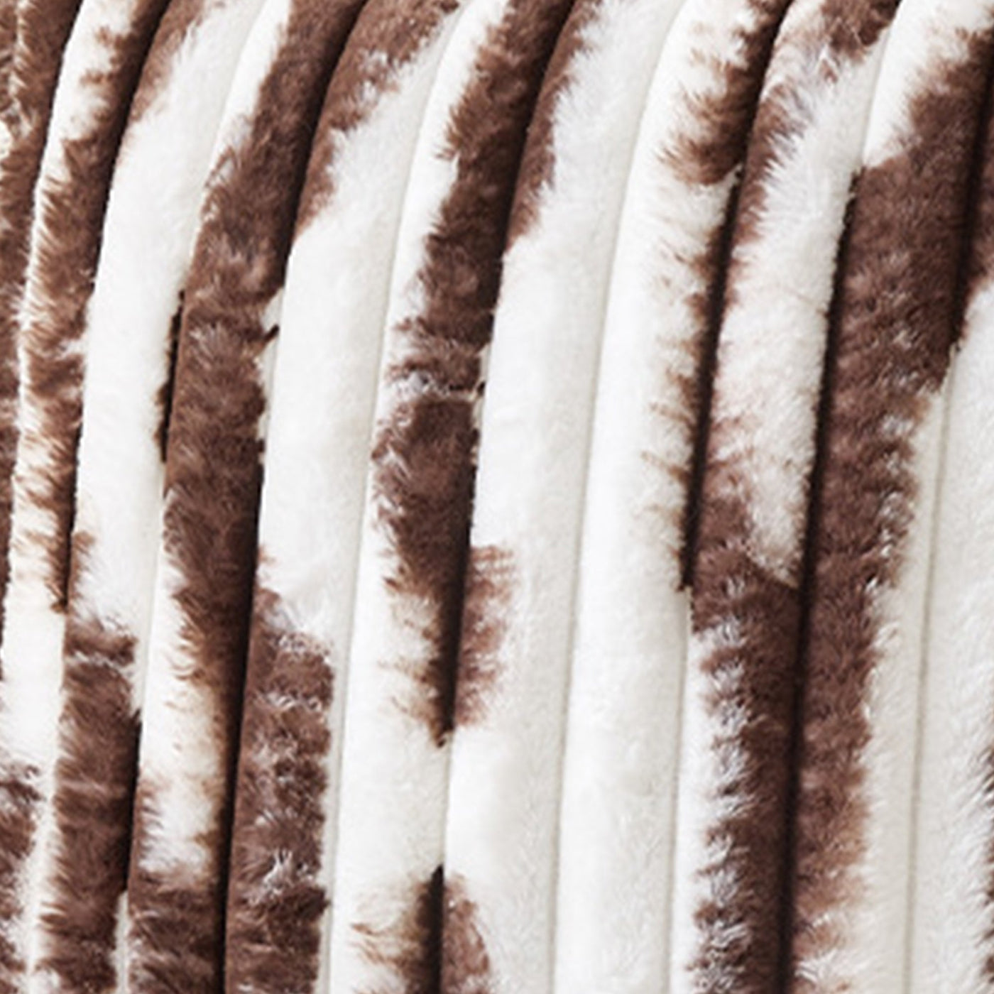 EVELYA Coussin carré en tissu côtelé marron et blanc 43x43 cm - Coussins - Mobilier Deco