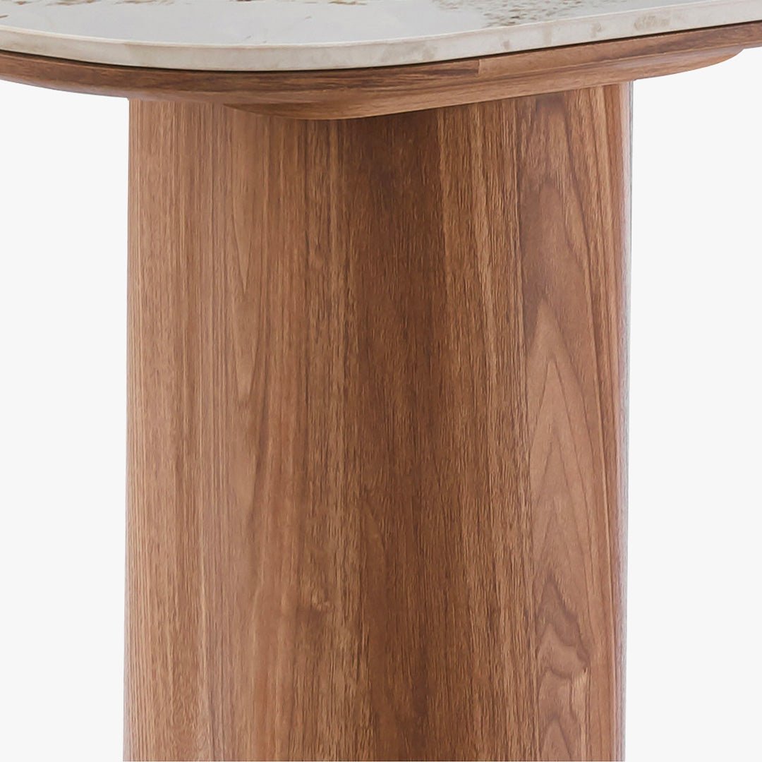 EVORA Console en pierre frittée blanc pieds couleur bois clair 120 cm - Consoles - Mobilier Deco