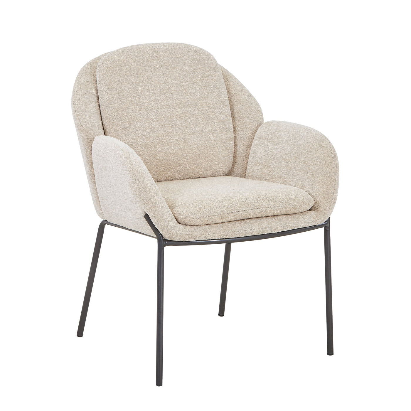 EYLA Chaise en tissu beige pieds en métal noir - Chaise de repas - Mobilier Deco