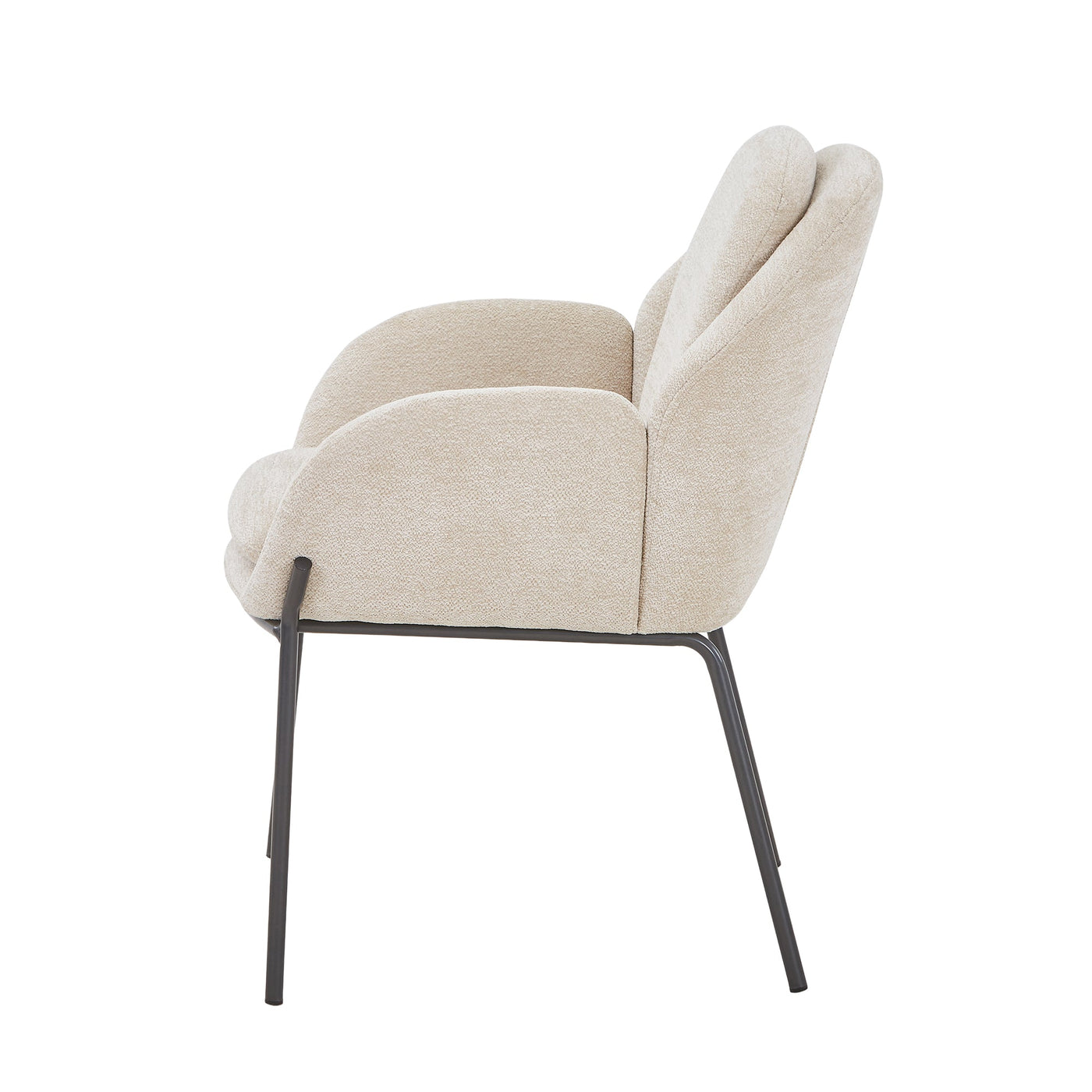 EYLA Chaise en tissu beige pieds en métal noir - Chaise de repas - Mobilier Deco
