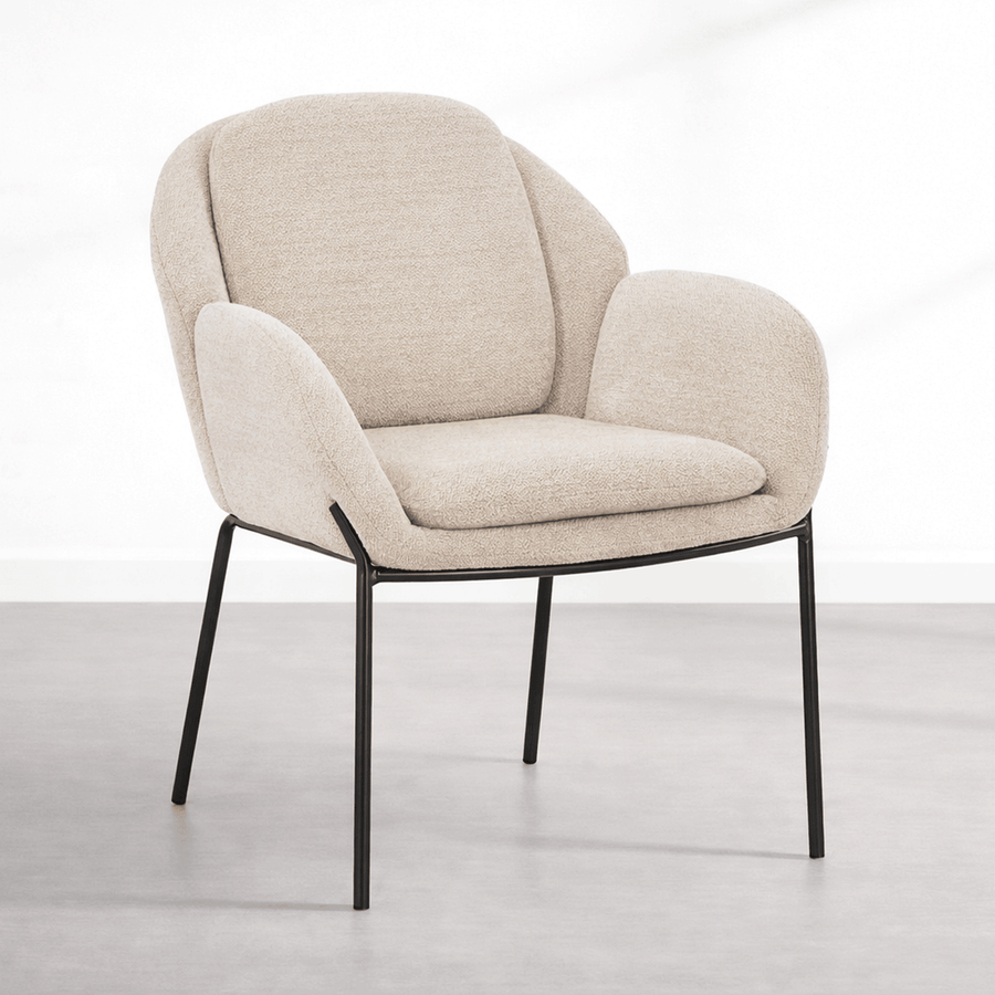 EYLA Chaise en tissu beige pieds en métal noir — aperçu vidéo