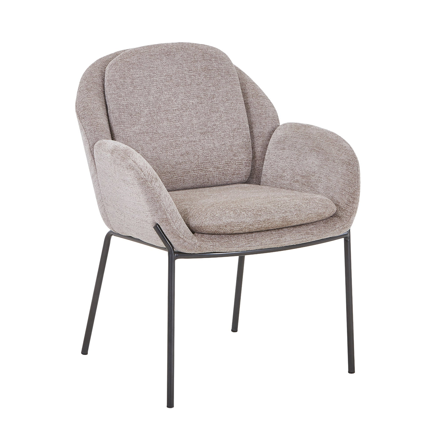 EYLA Chaise en tissu taupe pieds en métal noir - Chaise de repas - Mobilier Deco
