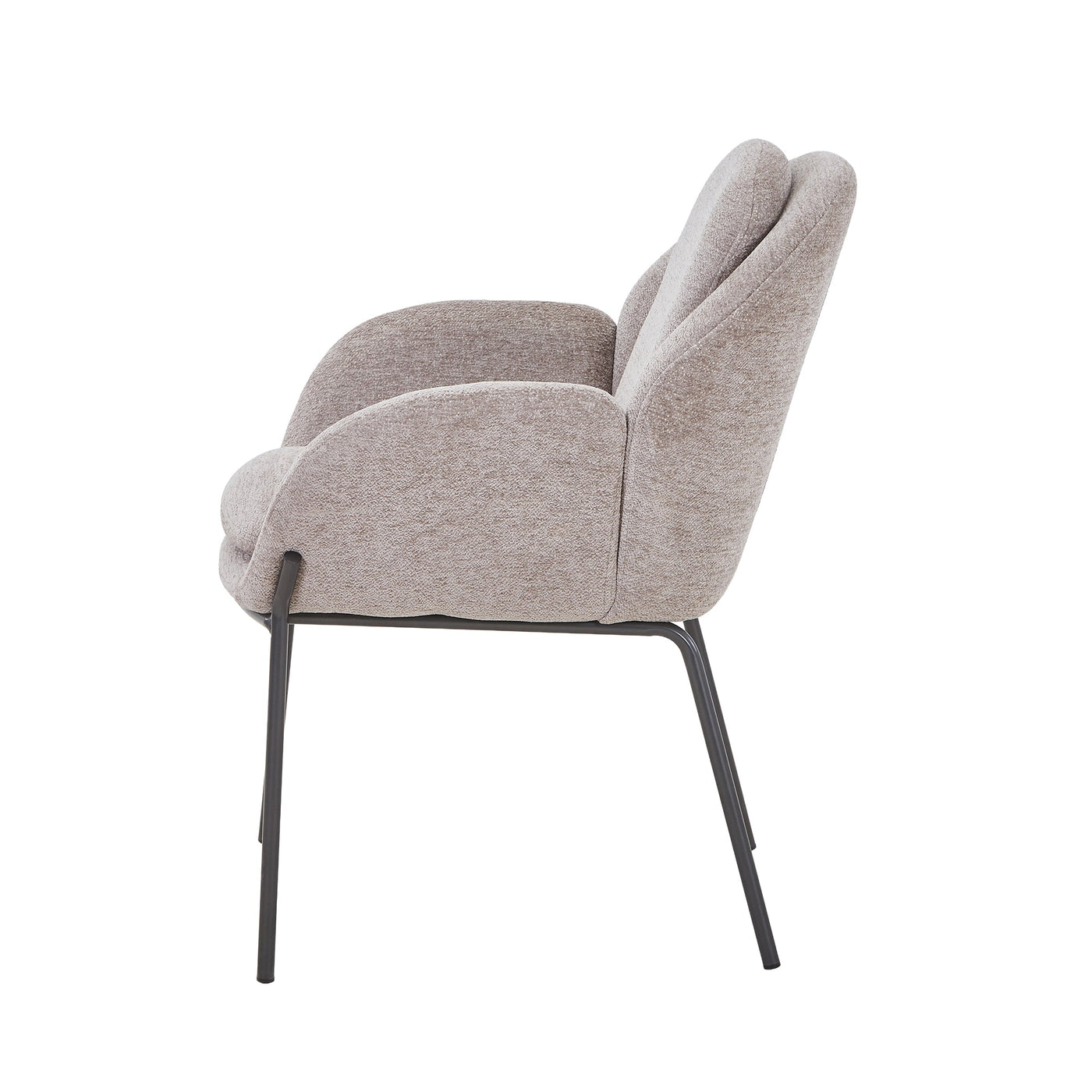 EYLA Chaise en tissu taupe pieds en métal noir - Chaise de repas - Mobilier Deco
