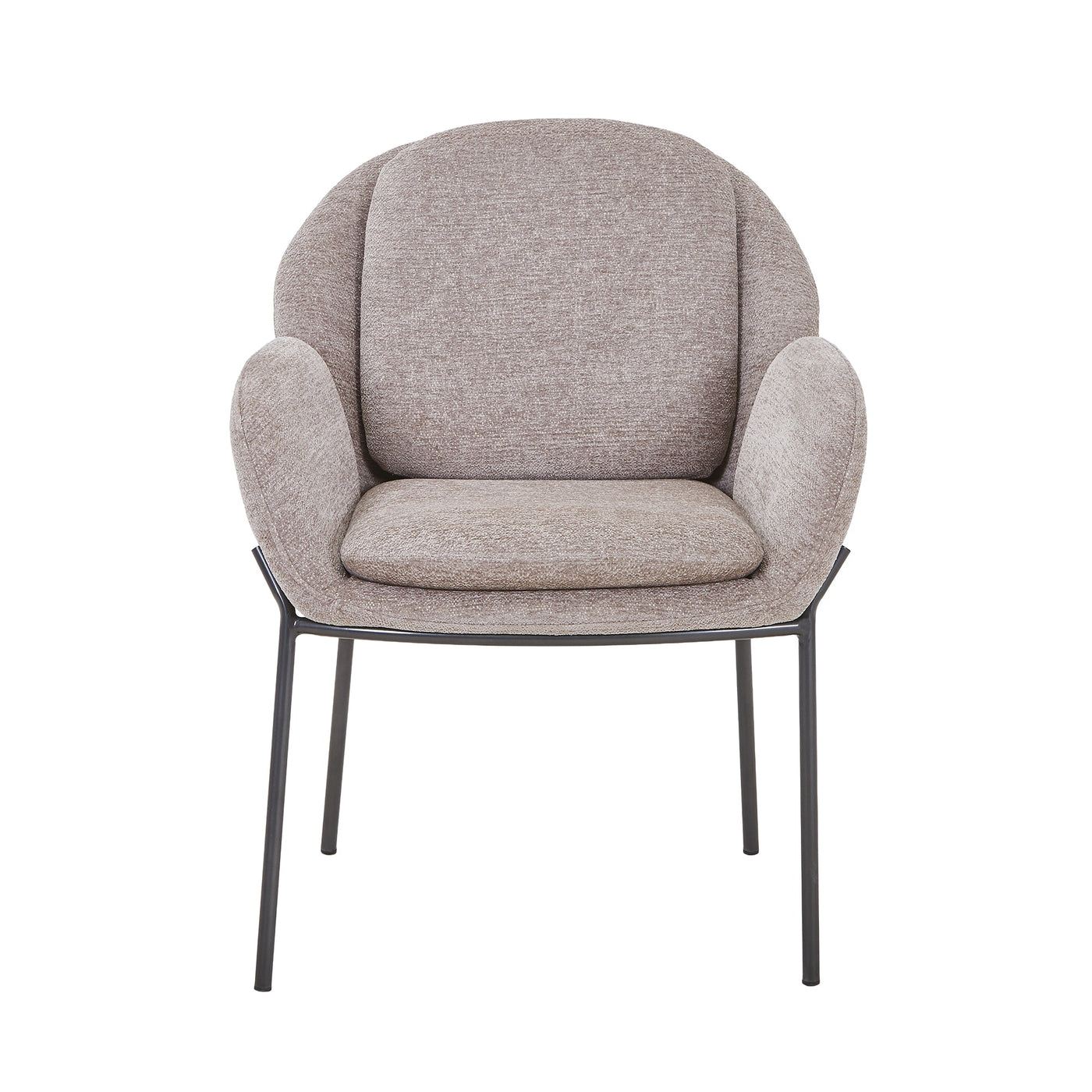 EYLA Chaise en tissu taupe pieds en métal noir - Chaise de repas - Mobilier Deco