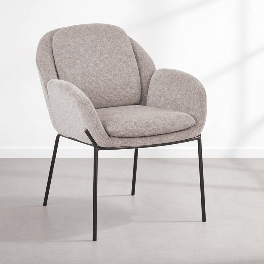 EYLA Chaise en tissu taupe pieds en métal noir — aperçu vidéo