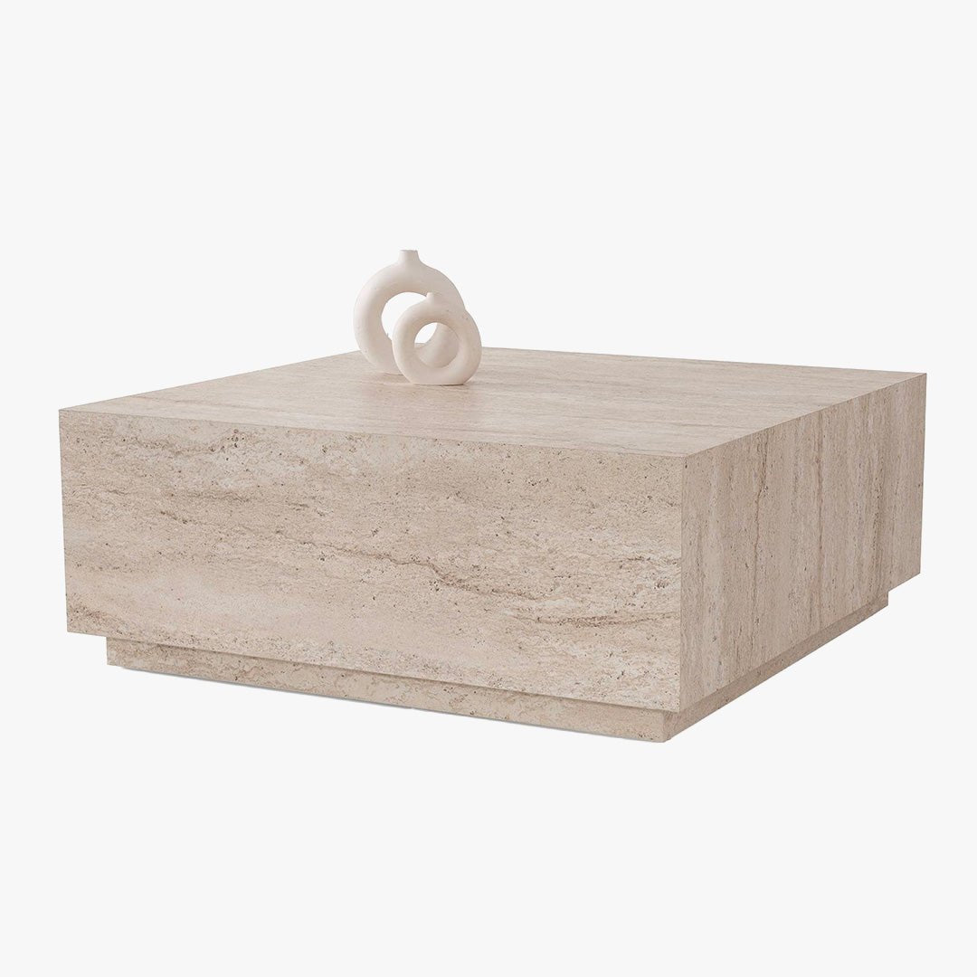EYRA Table basse carrée beige 90 cm - Table basse - Mobilier Deco
