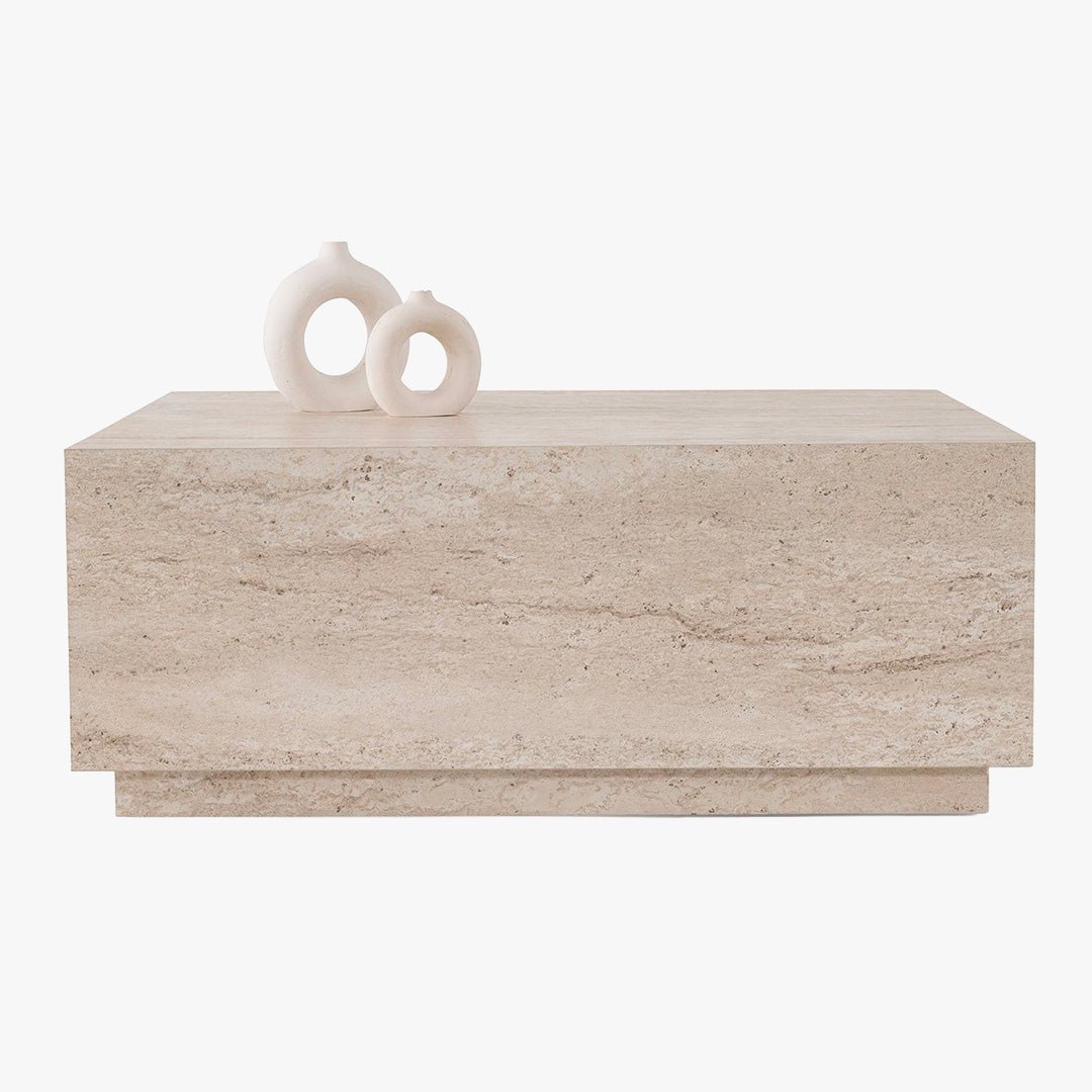 EYRA Table basse carrée beige 90 cm - Table basse - Mobilier Deco