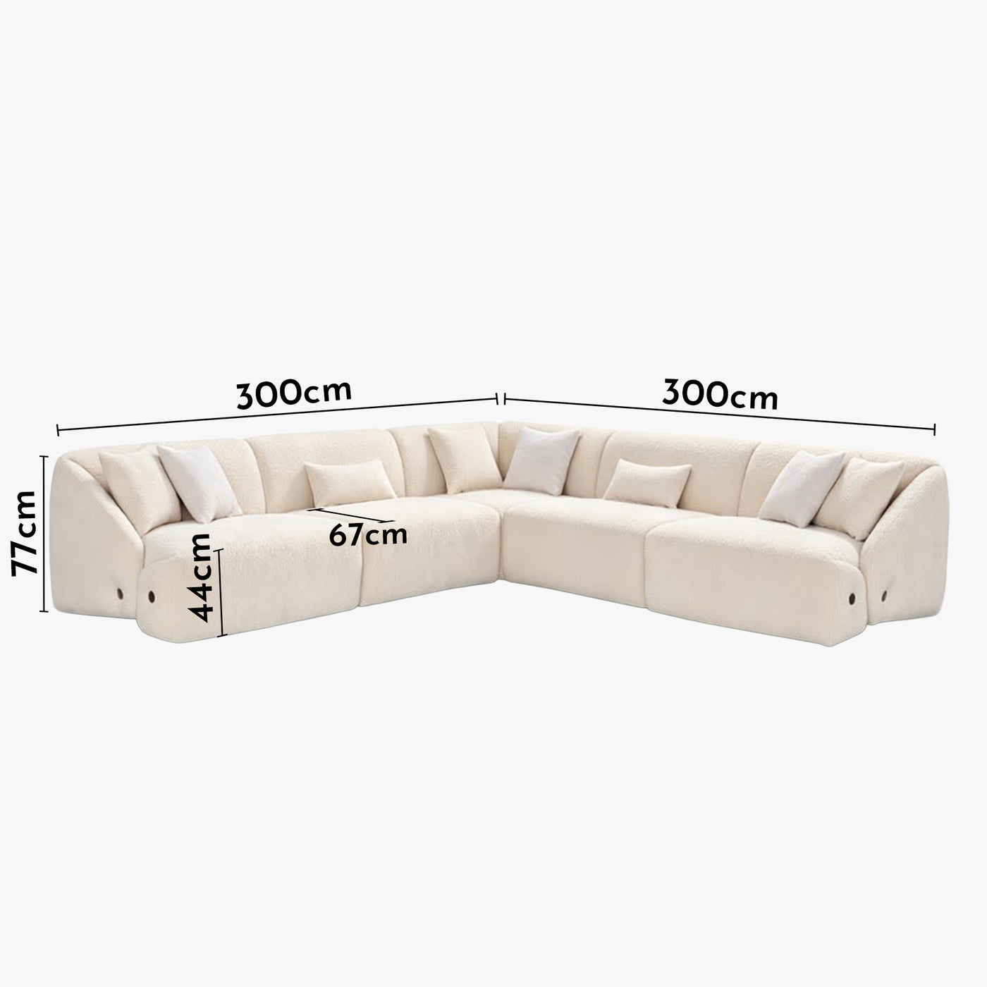 LENA Canapé d'angle modulable en tissu beige