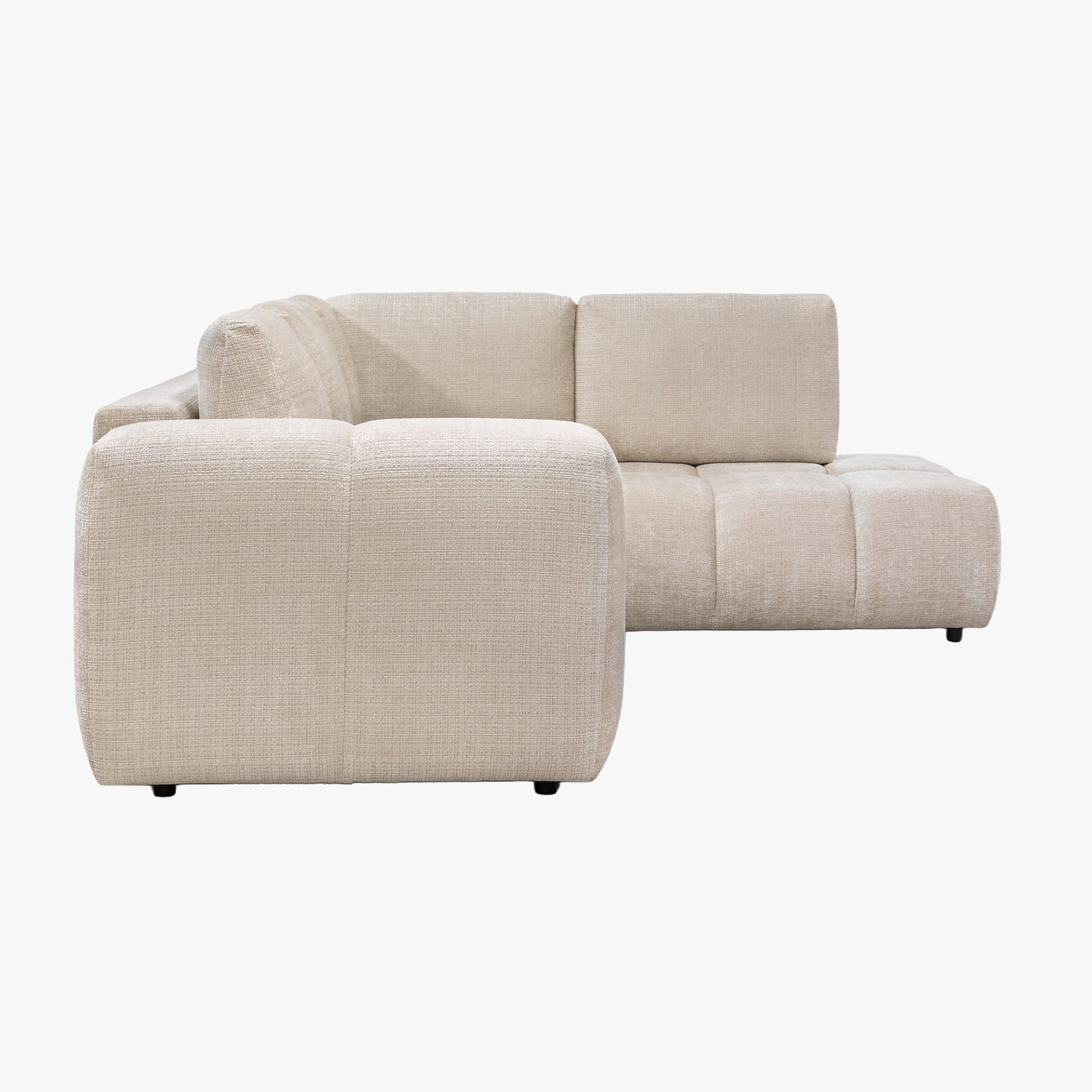 FANY Canapé d'angle convertible en tissu beige - Angle droit - Canapé d'angle convertible - Mobilier Deco