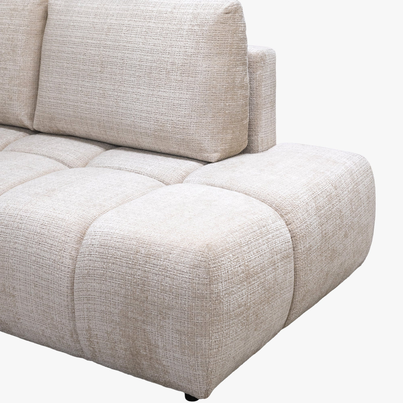 FANY Canapé d'angle convertible en tissu beige - Angle droit - Canapé d'angle convertible - Mobilier Deco