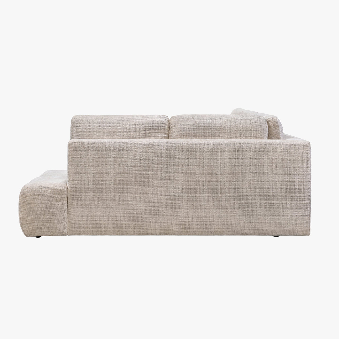 FANY Canapé d'angle convertible en tissu beige - Angle droit - Canapé d'angle convertible - Mobilier Deco
