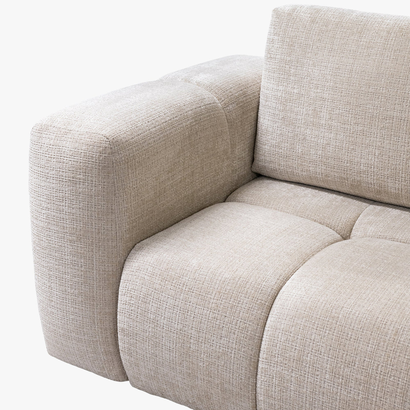 FANY Canapé d'angle convertible en tissu beige - Angle droit - Canapé d'angle convertible - Mobilier Deco