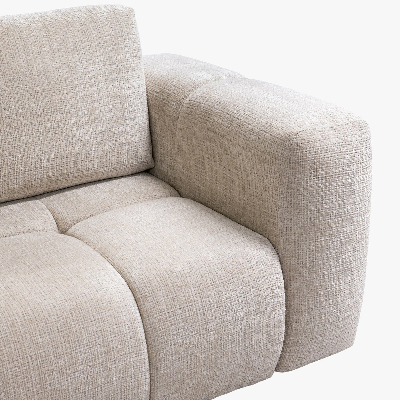 FANY Canapé d'angle convertible en tissu beige - Angle gauche - Canapé d'angle convertible - Mobilier Deco