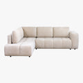 FANY Canapé d'angle convertible en tissu beige - Angle gauche