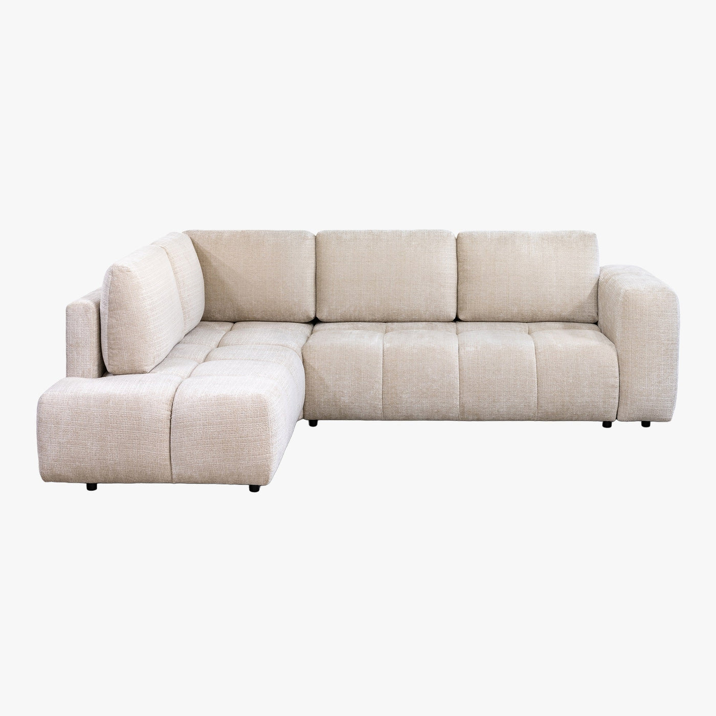 FANY Canapé d'angle convertible en tissu beige - Angle gauche - Canapé d'angle convertible - Mobilier Deco