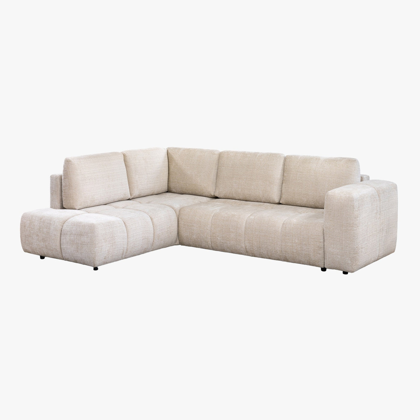 FANY Canapé d'angle convertible en tissu beige - Angle gauche - Canapé d'angle convertible - Mobilier Deco