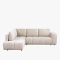 FANY Canapé d'angle convertible en tissu beige - Angle gauche