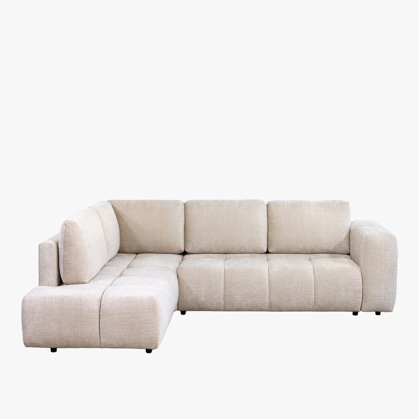 FANY Canapé d'angle convertible en tissu beige - Angle gauche - Canapé d'angle convertible - Mobilier Deco